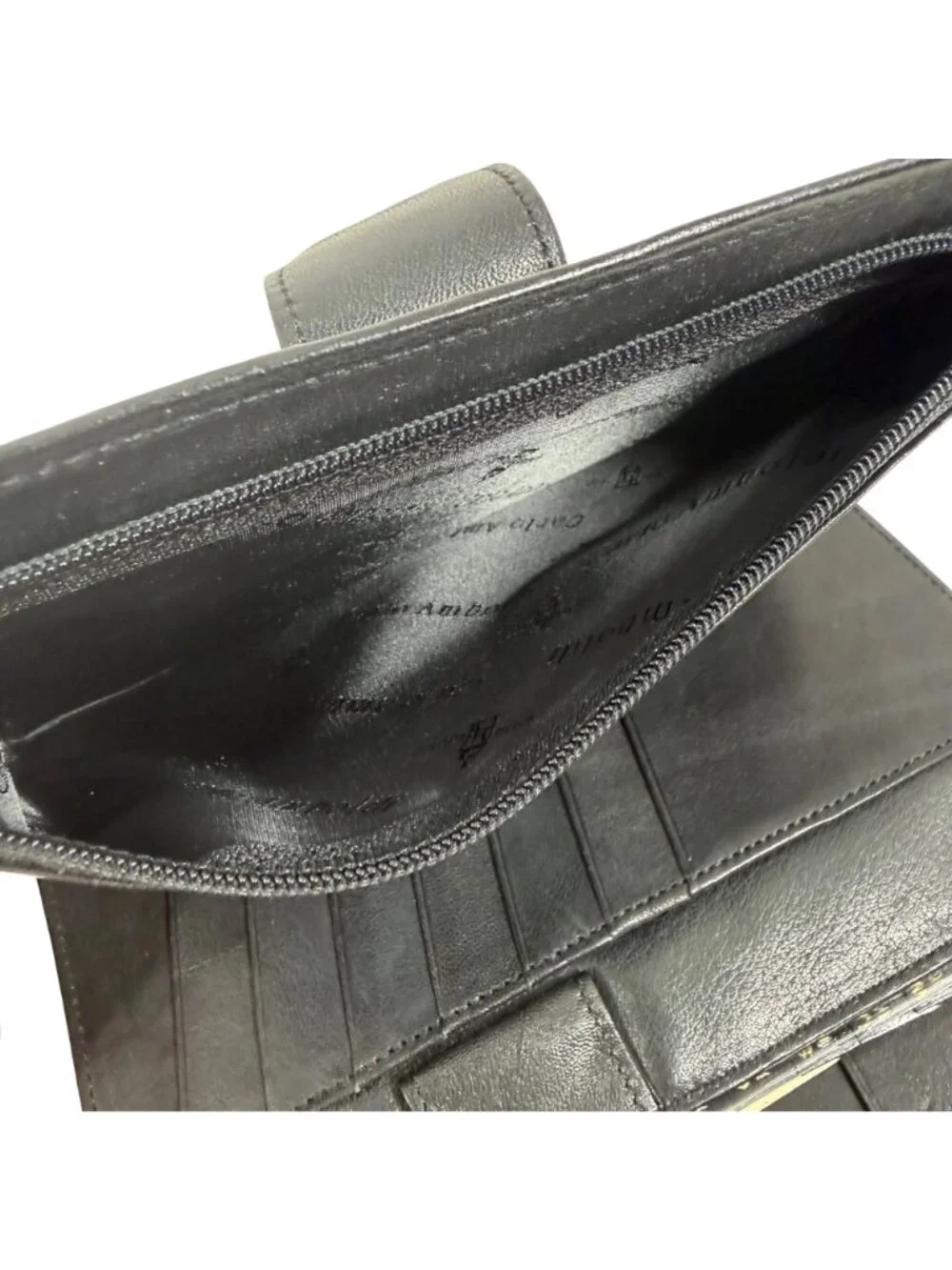 New Vintage Carlo Amboldi Black Italian Leather Day Planner